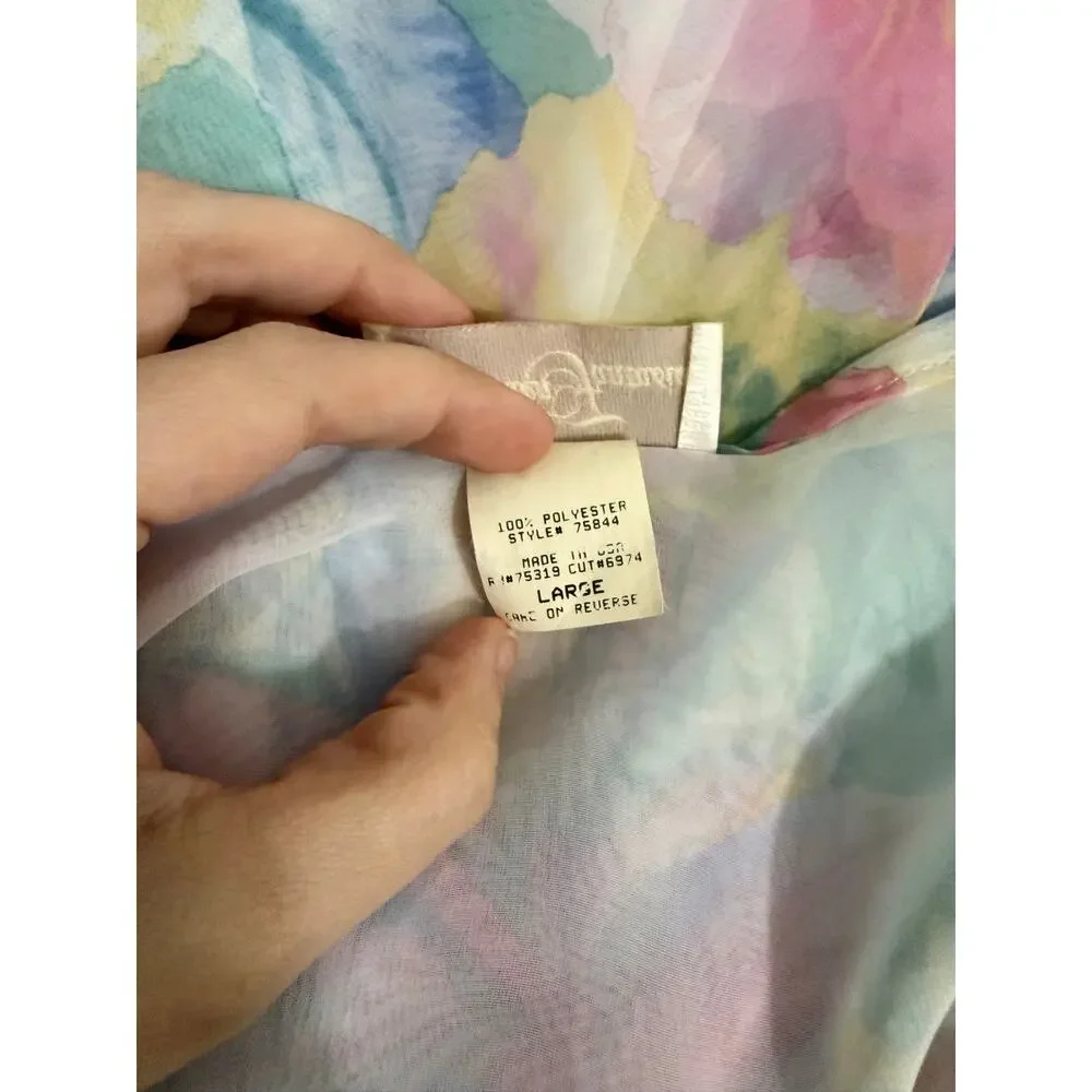 Vintage Hidden Fantasies Floral Pastel Sheer Romantic 90s Lingerie Slip L - Picture 6 of 8